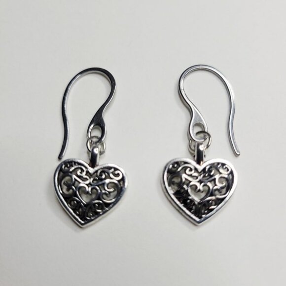 NWT (10 Available) Stainless Steel French Hook Filigree Heart Charm Earrings - Picture 2 of 3